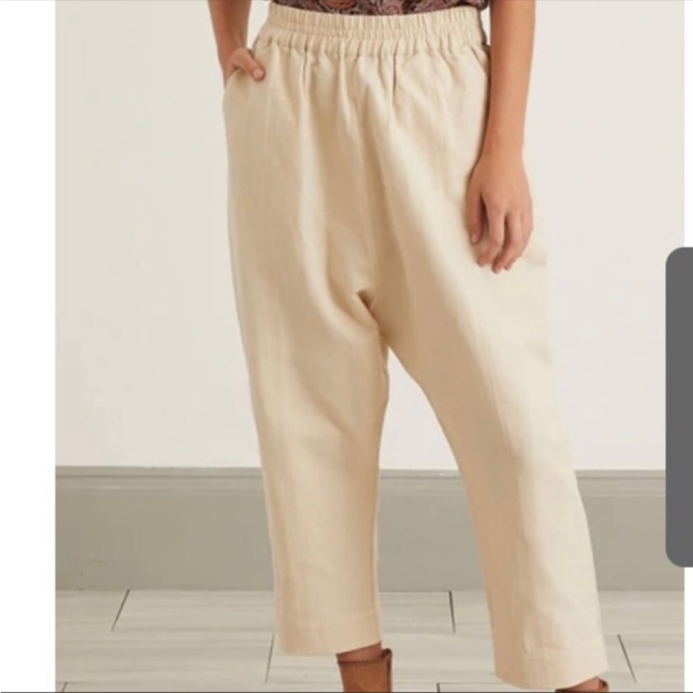 Apiece Apart Ani Easy Linen Blend Pants Cream Jogger Like Style Cropped size XS